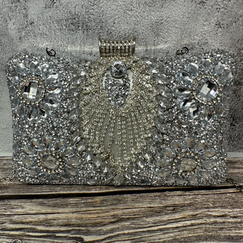Multicolored Diamond Evening Bridal Wedding Party Shoulder/clutch NWOT - Picture 2 of 6